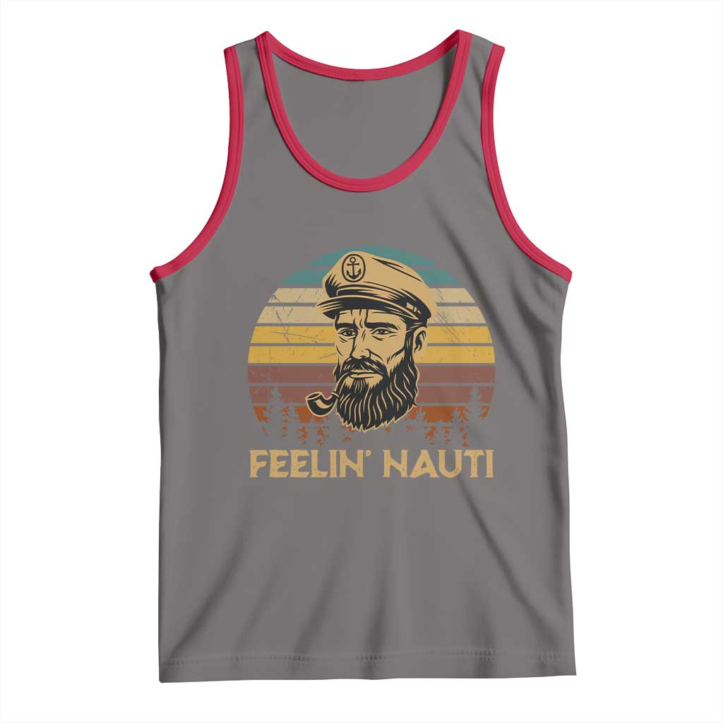 Funny Sailing Boating Tank Top Feelin Nauti TS14 Deep Heather Red Print Your Wear