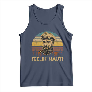 Funny Sailing Boating Tank Top Feelin Nauti TS14 Navy Print Your Wear