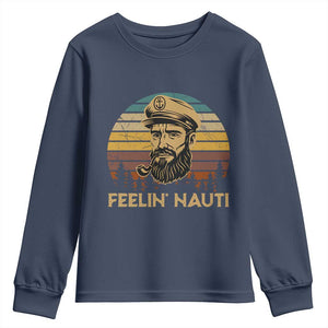 Funny Sailing Boating Youth Sweatshirt Feelin Nauti TS14 Navy Print Your Wear