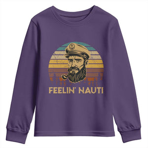 Funny Sailing Boating Youth Sweatshirt Feelin Nauti TS14 Purple Print Your Wear