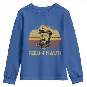 Funny Sailing Boating Youth Sweatshirt Feelin Nauti TS14 Royal Blue Print Your Wear