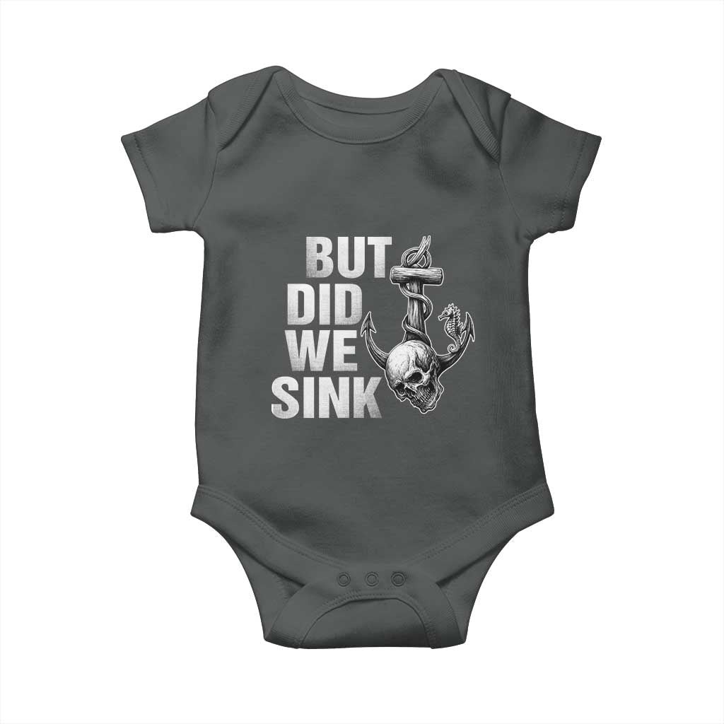 Funny Boating Baby Onesie But Did We Sink TS14 Dark Heather Print Your Wear