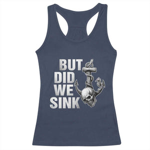 Funny Boating Racerback Tank Top But Did We Sink TS14 Navy Print Your Wear