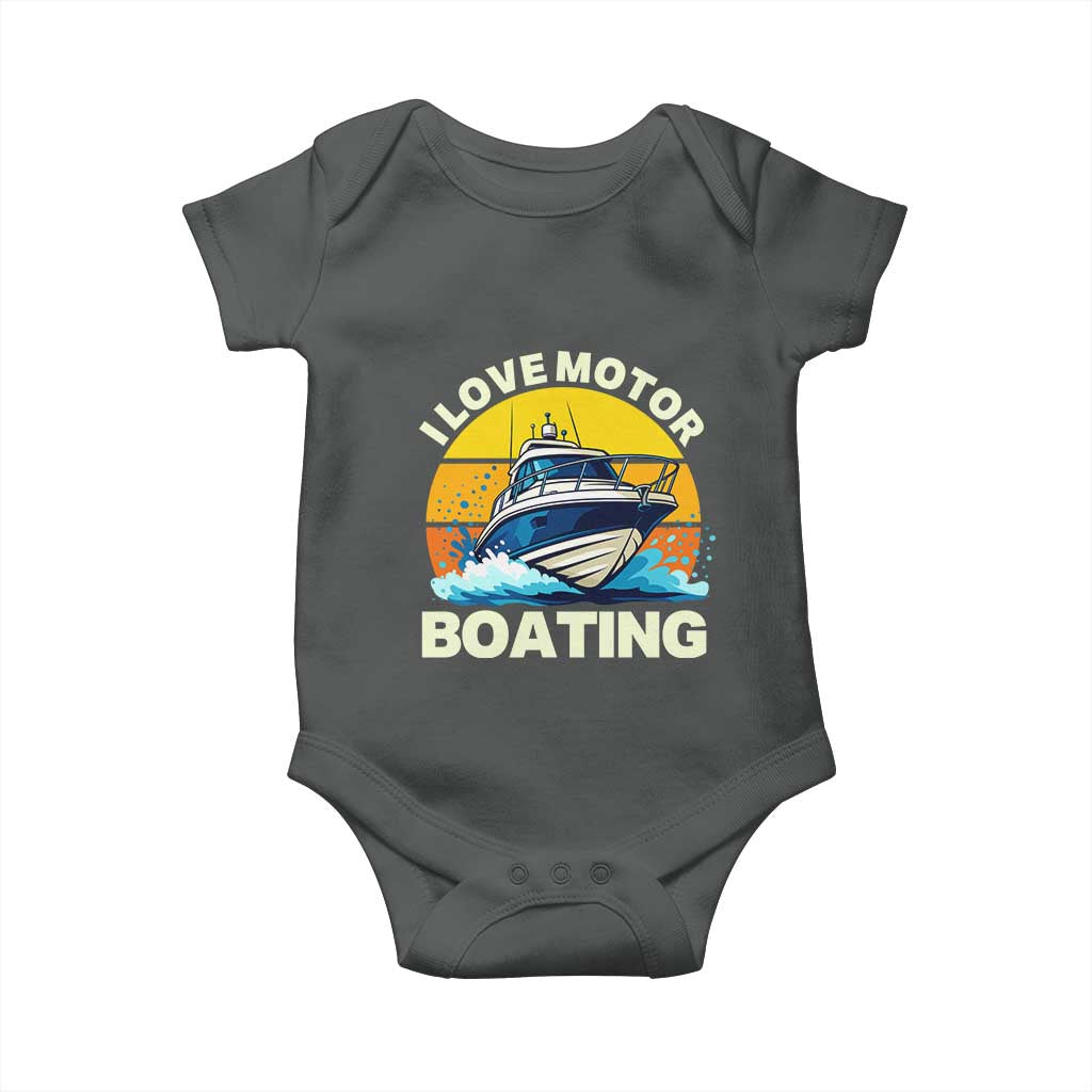 Funny Boater Baby Onesie I Love Motorboating TS14 Dark Heather Print Your Wear