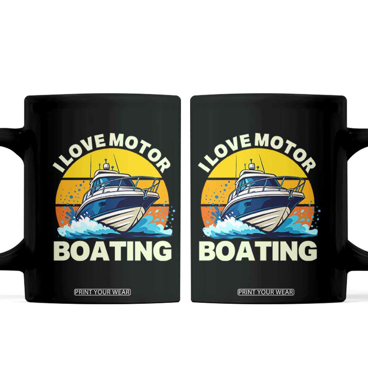 Funny Boater Coffee Mug I Love Motorboating TS14 Black Print Your Wear