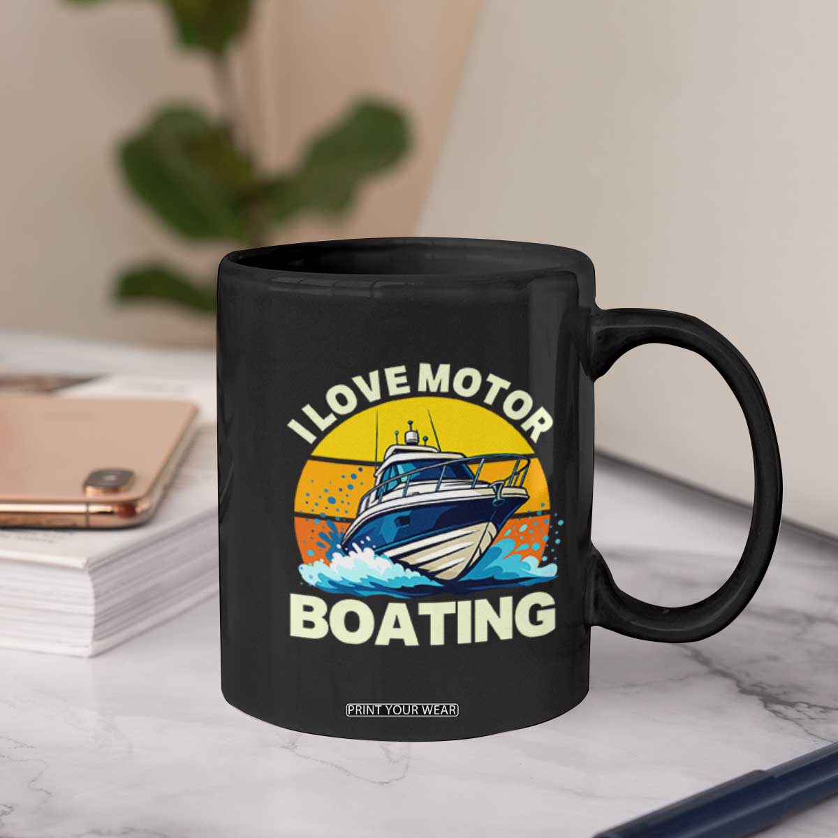 Funny Boater Coffee Mug I Love Motorboating TS14 Print Your Wear