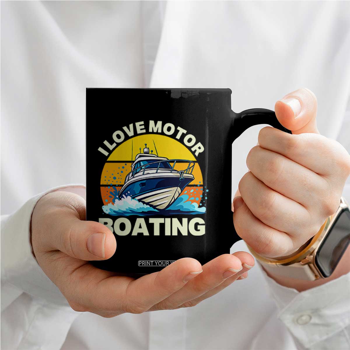 Funny Boater Coffee Mug I Love Motorboating TS14 Print Your Wear
