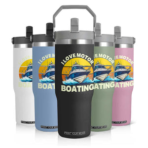 Funny Boater Flip Straw Tumbler I Love Motorboating TS14 Print Your Wear
