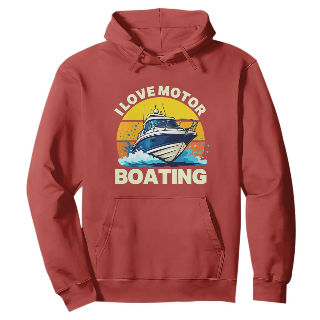 Funny Boater Hoodie I Love Motorboating TS14 Red Print Your Wear