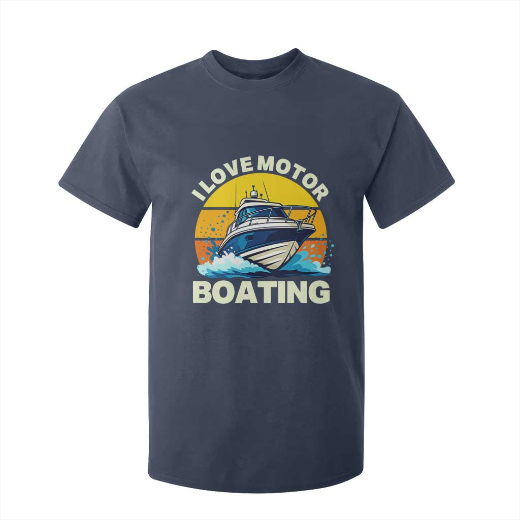 Funny Boater T Shirt For Kid I Love Motorboating TS14 Navy Print Your Wear