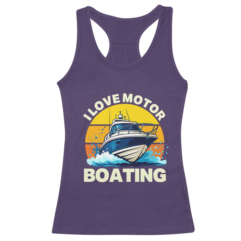 Funny Boater Racerback Tank Top I Love Motorboating TS14 Purple Print Your Wear