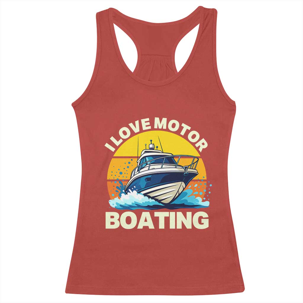 Funny Boater Racerback Tank Top I Love Motorboating TS14 Red Print Your Wear