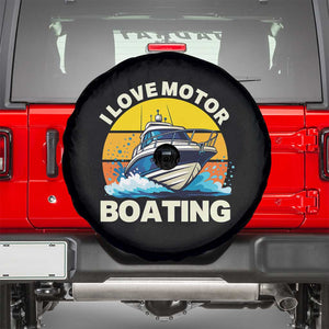 Funny Boater Spare Tire Cover I Love Motorboating TS14 Black Print Your Wear