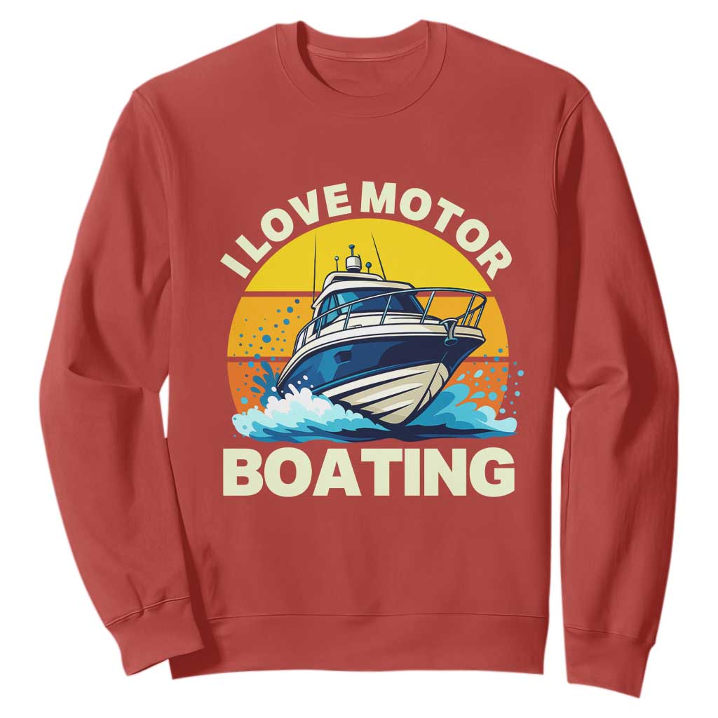 Funny Boater Sweatshirt I Love Motorboating TS14 Red Print Your Wear