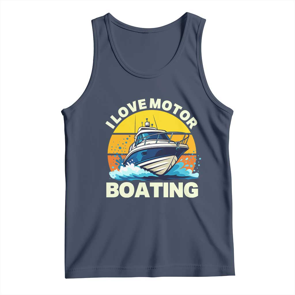 Funny Boater Tank Top I Love Motorboating TS14 Navy Print Your Wear