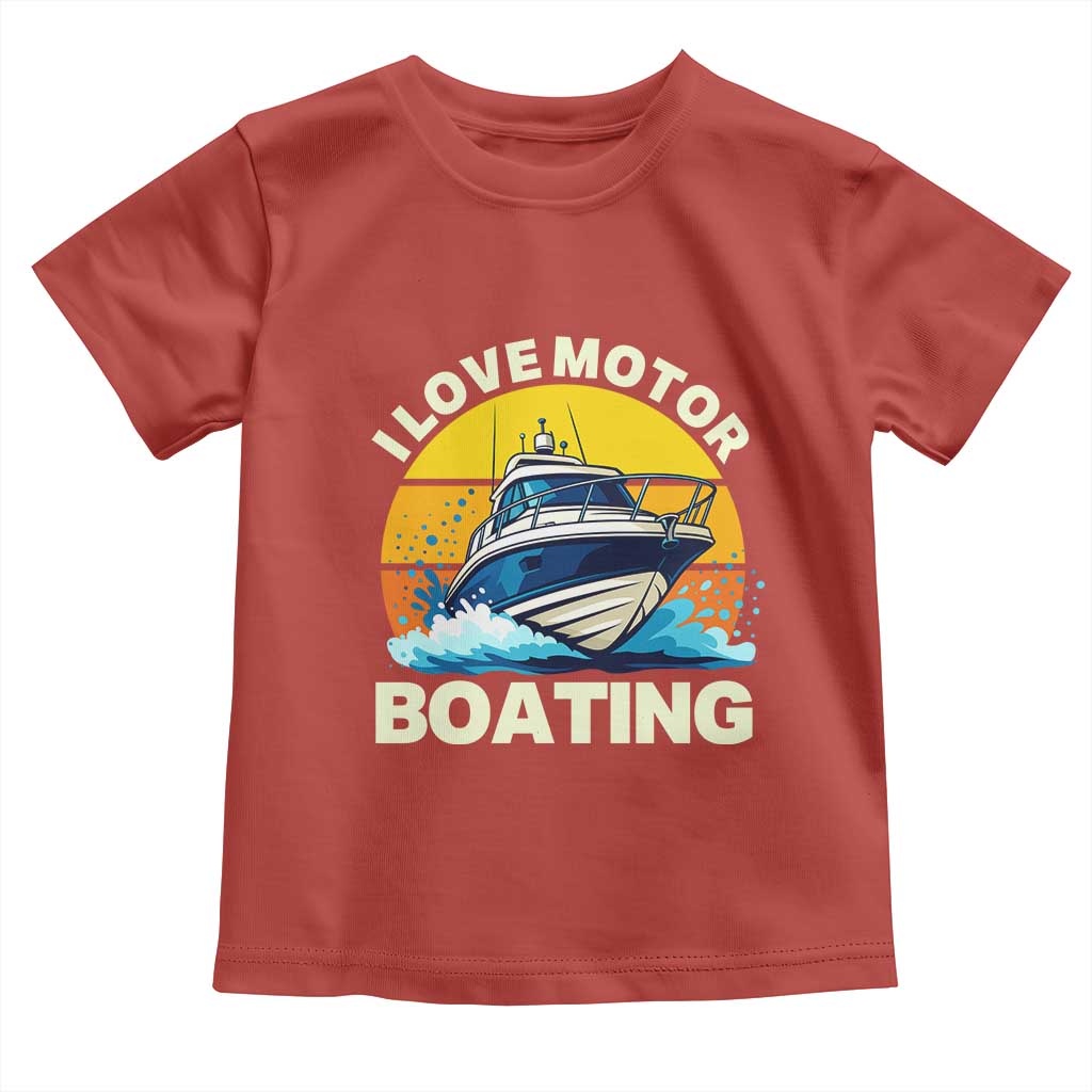 Funny Boater Toddler T Shirt I Love Motorboating TS14 Red Print Your Wear
