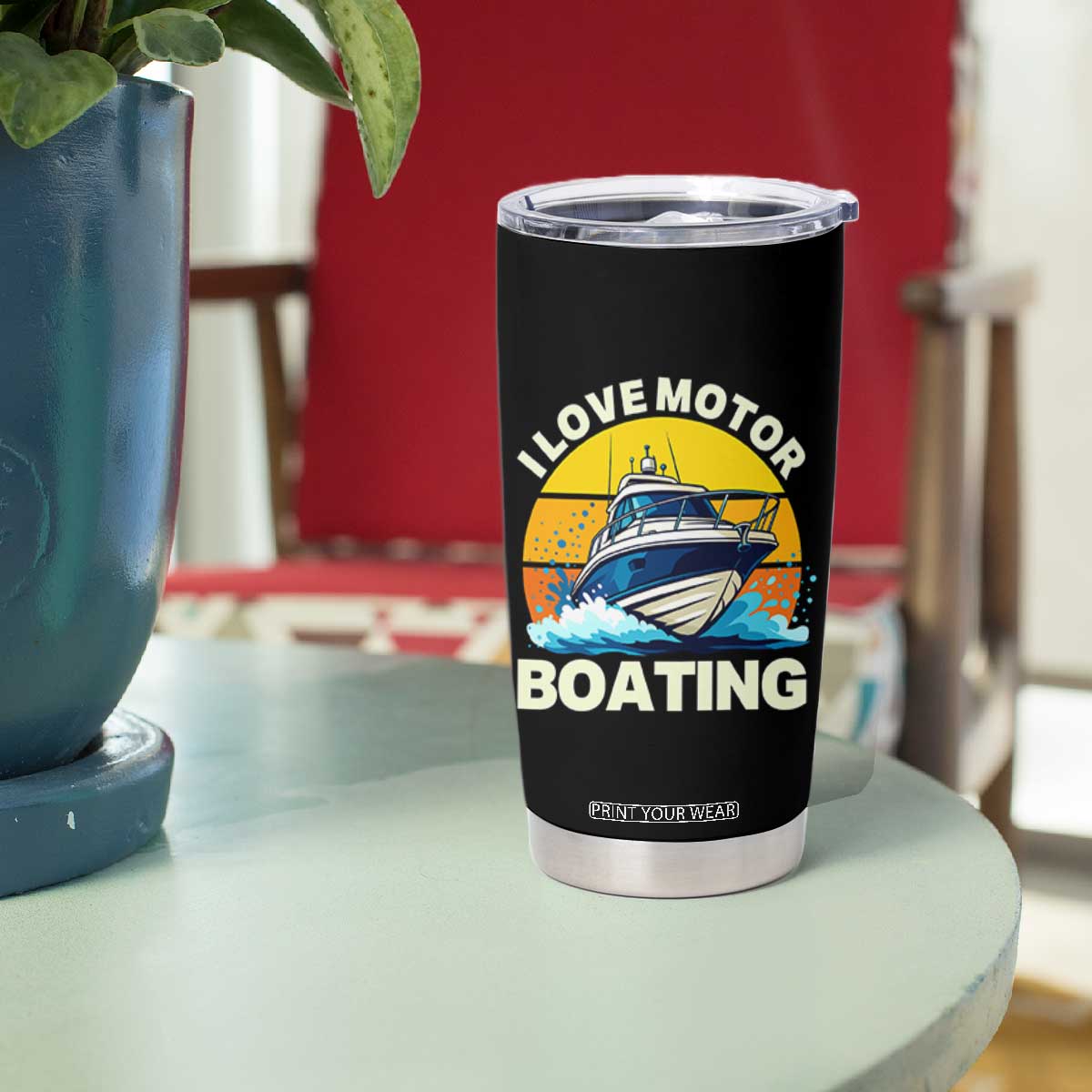 Funny Boater Tumbler Cup I Love Motorboating TS14 Print Your Wear