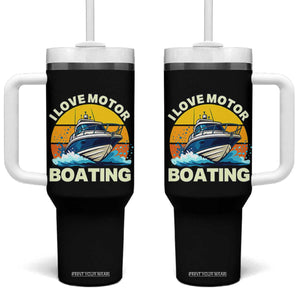 Funny Boater Tumbler With Handle I Love Motorboating TS14 One Size: 40 oz Black Print Your Wear