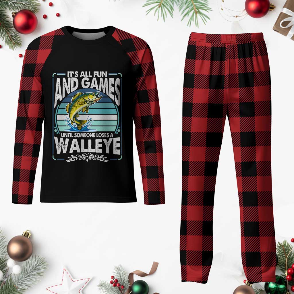 Funny Fishing Plaid Pajama Set It Is All Fun And Games Until Someone Loses A Walleye TS14 Buffalo Plaid Print Your Wear