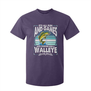 Funny Fishing T Shirt For Kid It Is All Fun And Games Until Someone Loses A Walleye TS14 Purple Print Your Wear