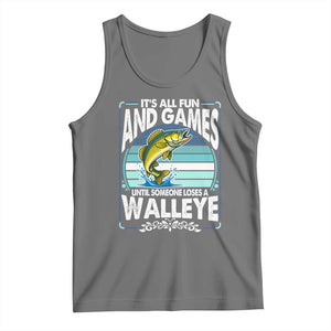 Funny Fishing Tank Top It Is All Fun And Games Until Someone Loses A Walleye TS14 Black Heather Print Your Wear