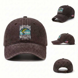 Funny Fishing Washed Cotton Baseball Cap It Is All Fun And Games Until Someone Loses A Walleye TS14 Washed Cap Universal Fit Dark Brown Print Your Wear