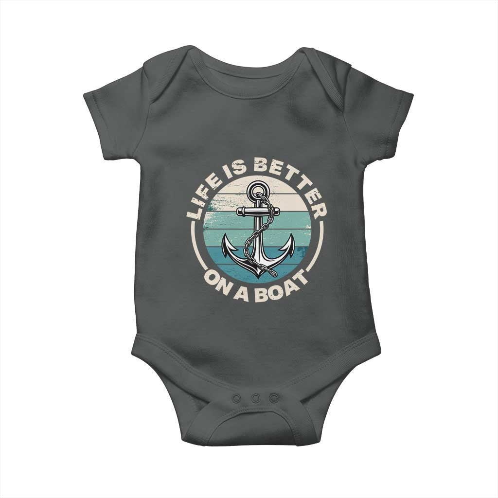 Funny Boating Baby Onesie Life Is Better On A Boat TS14 Dark Heather Print Your Wear