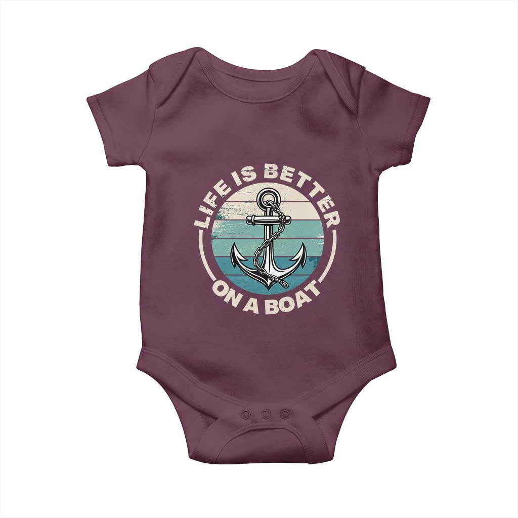 Funny Boating Baby Onesie Life Is Better On A Boat TS14 Maroon Print Your Wear