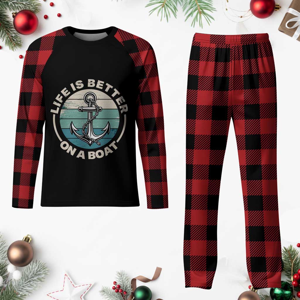 Funny Boating Plaid Pajama Set Life Is Better On A Boat TS14 Buffalo Plaid Print Your Wear