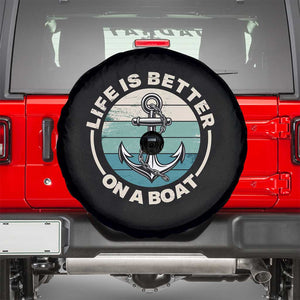Funny Boating Spare Tire Cover Life Is Better On A Boat TS14 Black Print Your Wear