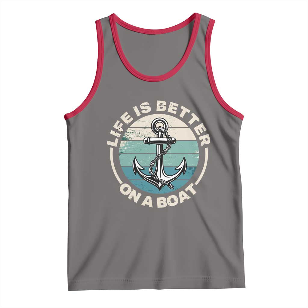 Funny Boating Tank Top Life Is Better On A Boat TS14 Deep Heather Red Print Your Wear