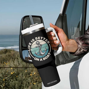 Funny Boating Tumbler With Handle Life Is Better On A Boat TS14 Print Your Wear