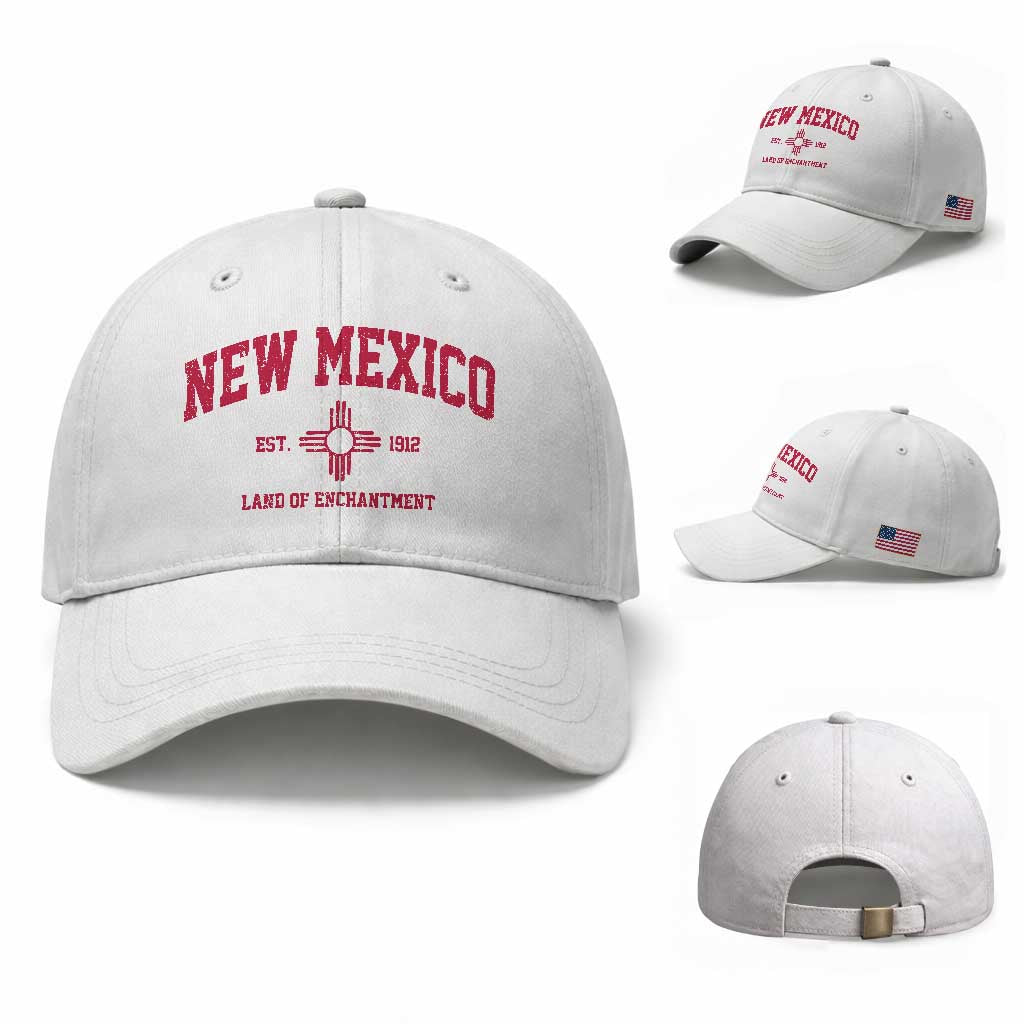 Vintage New Mexico Flag Zia Sun Souvenir Baseball Cap TS14 Baseball Cap Universal Fit White Print Your Wear