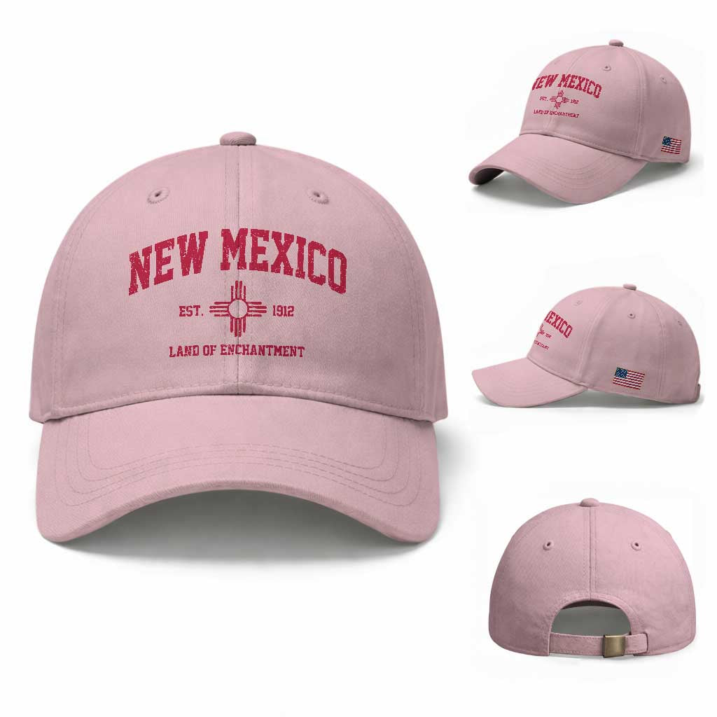 Vintage New Mexico Flag Zia Sun Souvenir Baseball Cap TS14 Baseball Cap Universal Fit Light Pink Print Your Wear