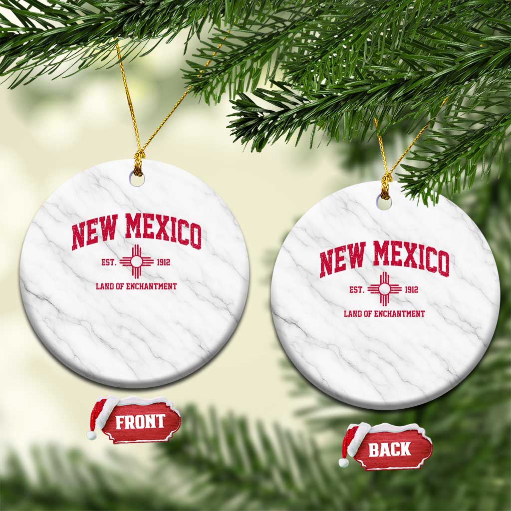 Vintage New Mexico Flag Zia Sun Souvenir Ceramic Ornament TS14 1pc White Marble Print Your Wear