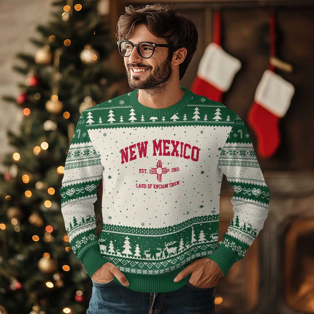 Vintage New Mexico Flag Zia Sun Souvenir Ugly Christmas Sweater TS14 Beige Green Print Your Wear