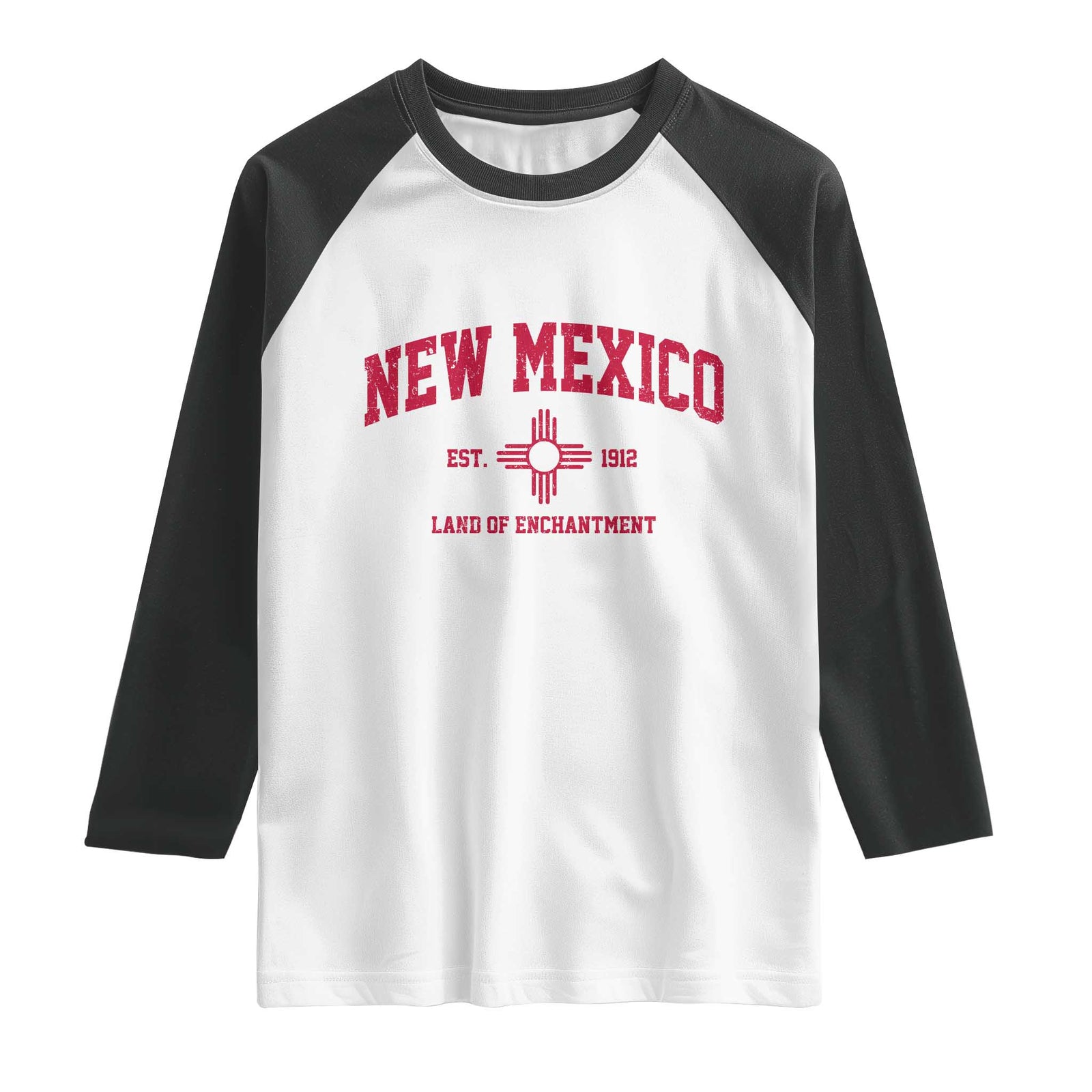 Vintage New Mexico Flag Zia Sun Souvenir Raglan Shirt TS14 White Black Print Your Wear