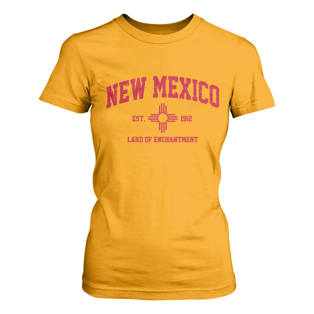 Vintage New Mexico Flag Zia Sun Souvenir T Shirt For Women TS14 Gold Print Your Wear