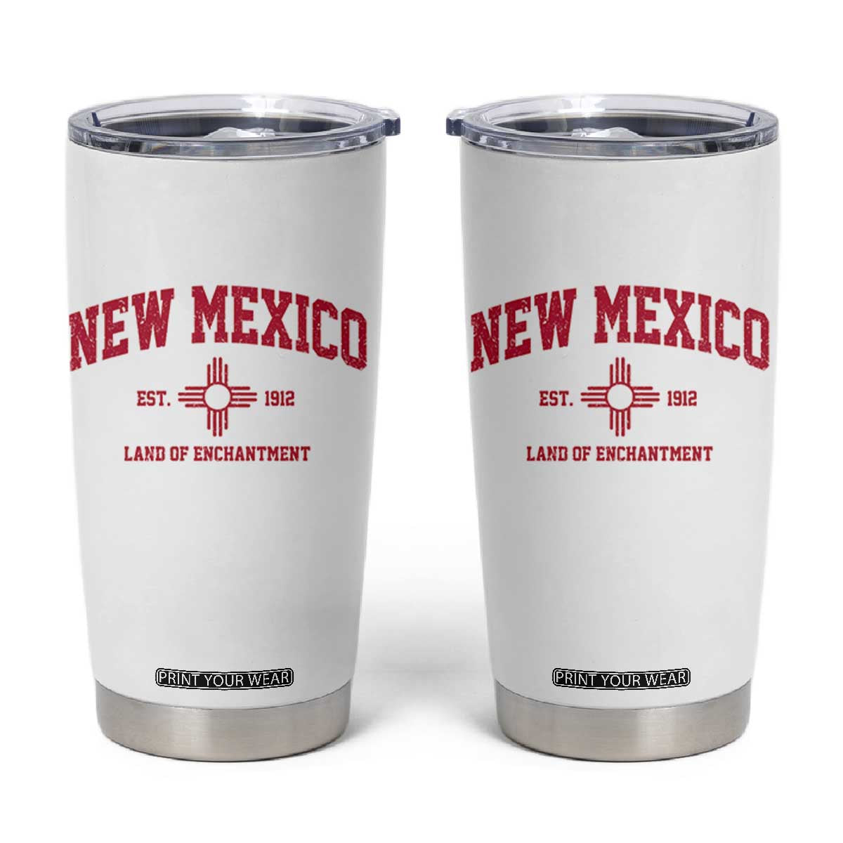 Vintage New Mexico Flag Zia Sun Souvenir Tumbler Cup TS14 White Print Your Wear
