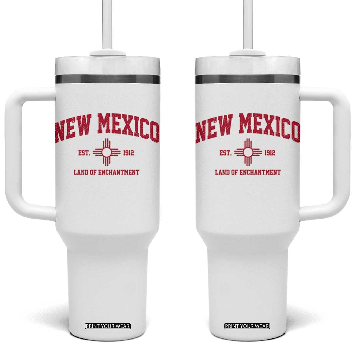 Vintage New Mexico Flag Zia Sun Souvenir Tumbler With Handle TS14 One Size: 40 oz White Print Your Wear