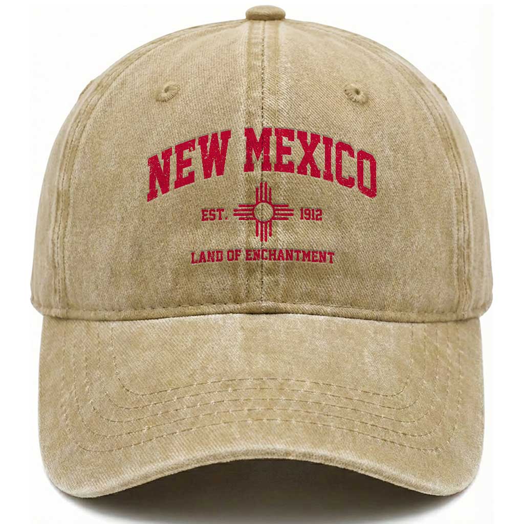 Vintage New Mexico Flag Zia Sun Souvenir Washed Cotton Baseball Cap TS14 Print Your Wear