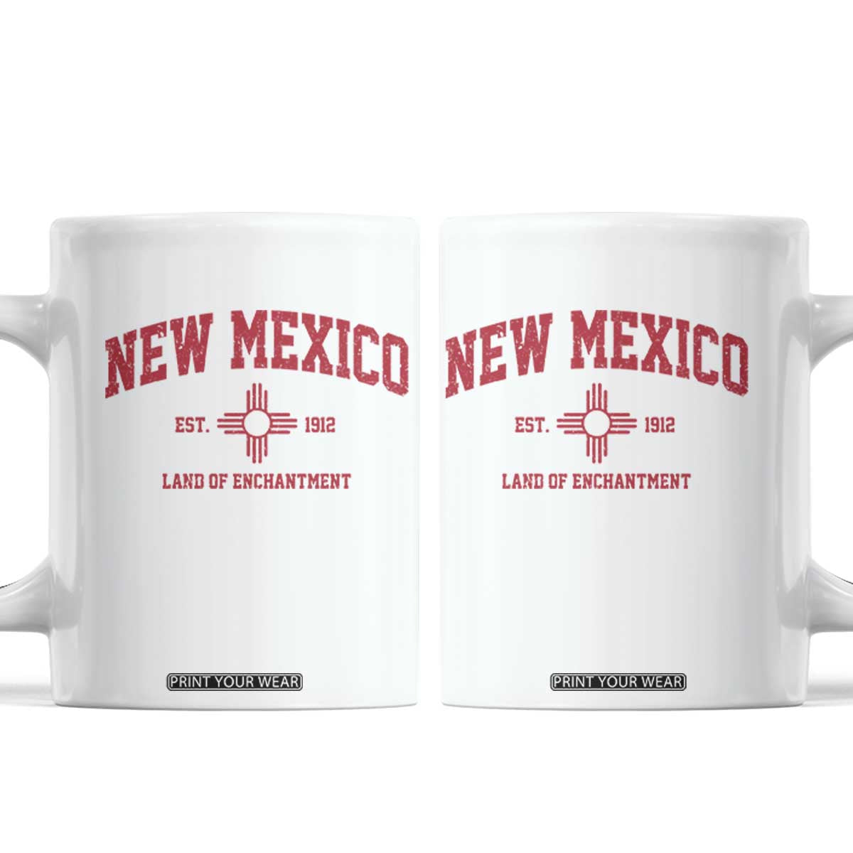 Vintage New Mexico Flag Zia Sun Souvenir Coffee Mug TS14 White Print Your Wear