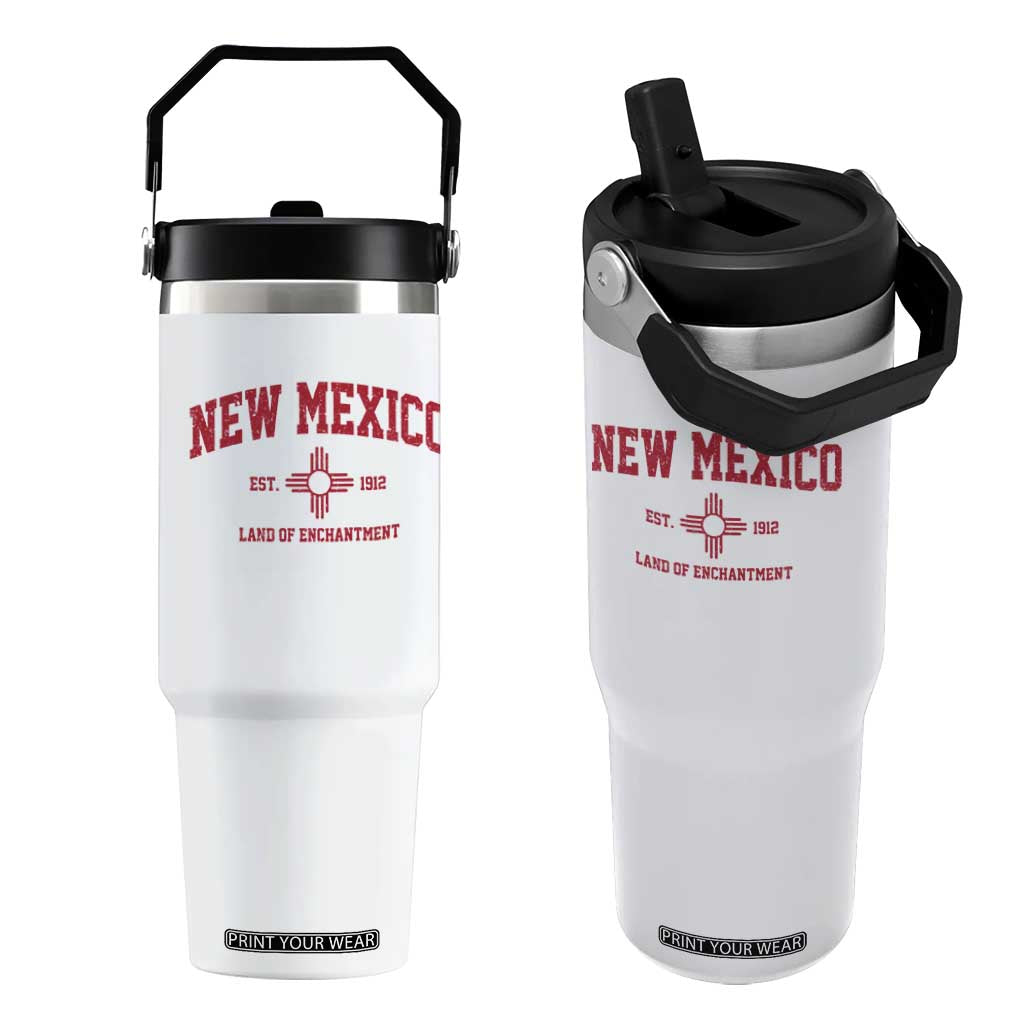 Vintage New Mexico Flag Zia Sun Souvenir Flip Straw Tumbler TS14 One Size: 30 oz White Print Your Wear