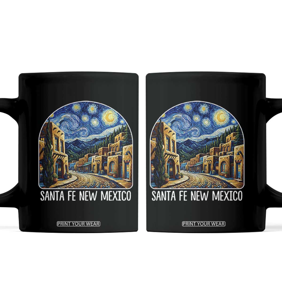 Santa Fe New Mexico Starry Night Style Coffee Mug TS14 Black Print Your Wear