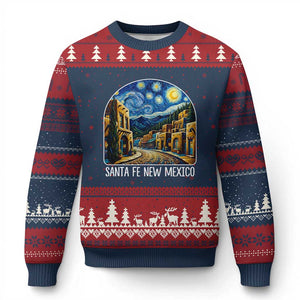 Santa Fe New Mexico Starry Night Style Ugly Christmas Sweater TS14 Navy Red Print Your Wear