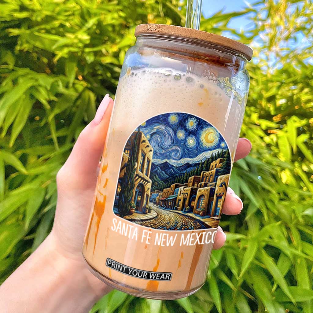 Santa Fe New Mexico Starry Night Style Glass Can TS14 Black Print Your Wear