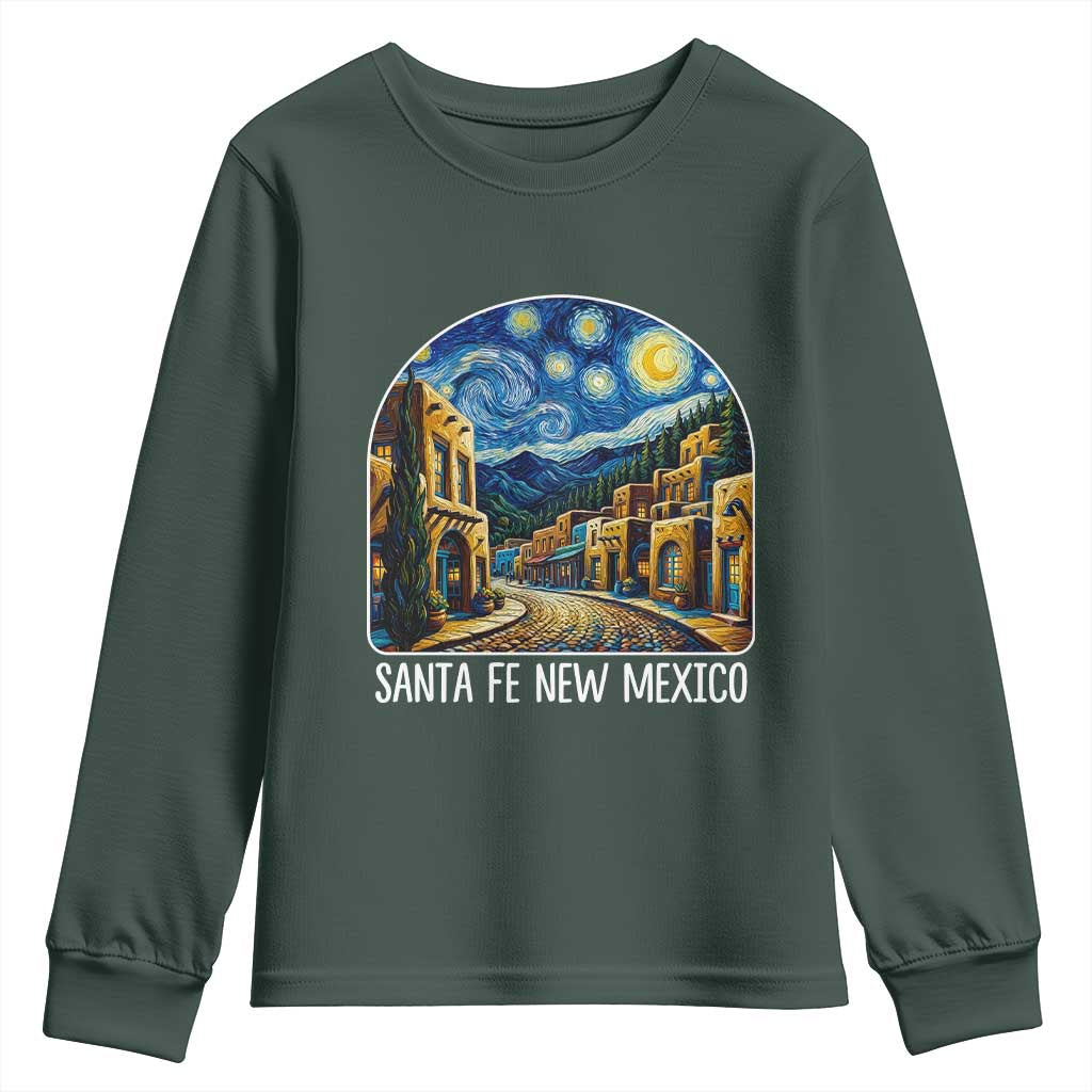 Santa Fe New Mexico Starry Night Style Youth Sweatshirt TS14 Dark Forest Green Print Your Wear