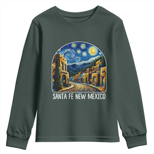 Santa Fe New Mexico Starry Night Style Youth Sweatshirt TS14 Dark Forest Green Print Your Wear