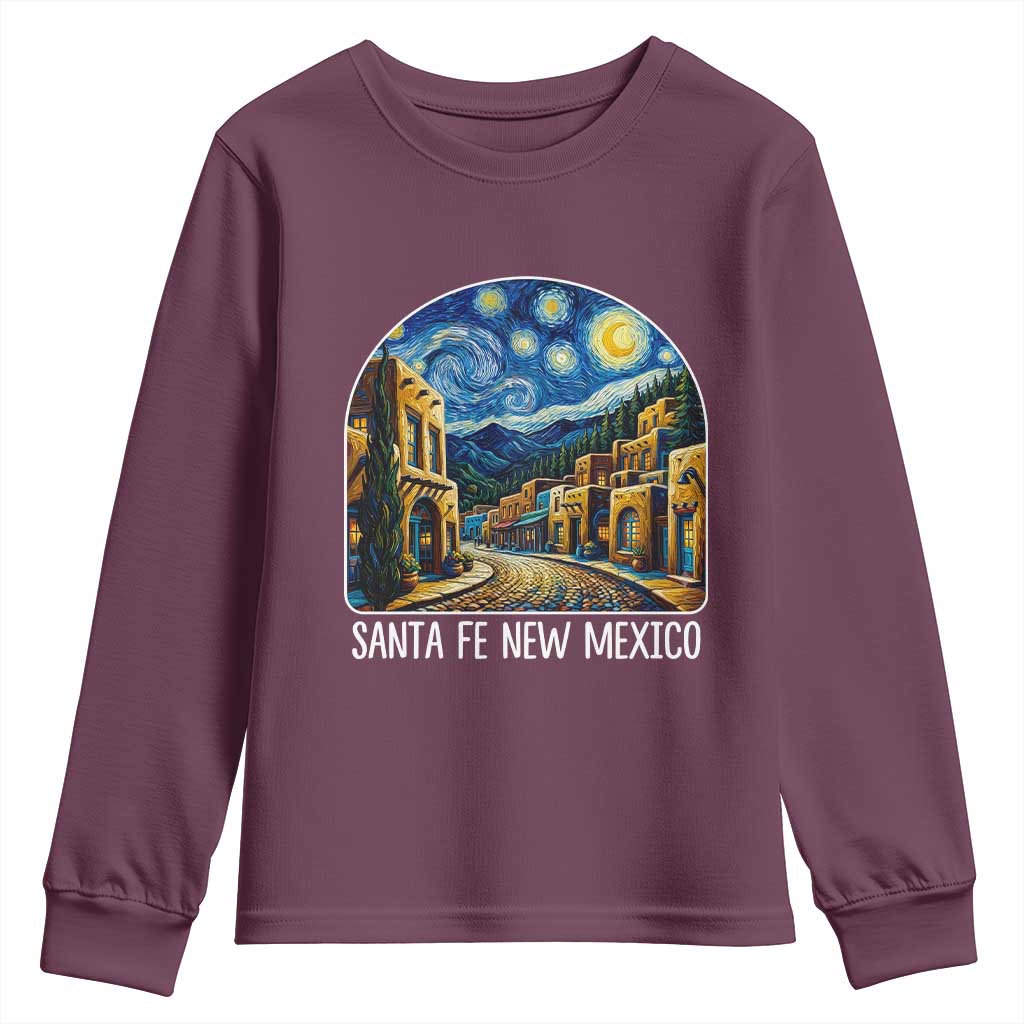 Santa Fe New Mexico Starry Night Style Youth Sweatshirt TS14 Maroon Print Your Wear