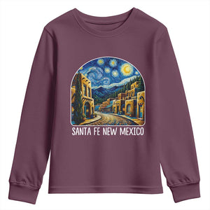 Santa Fe New Mexico Starry Night Style Youth Sweatshirt TS14 Maroon Print Your Wear